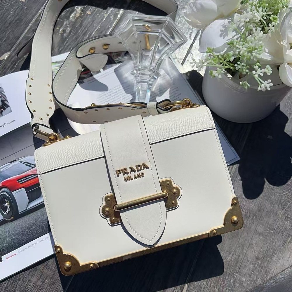 Prada City Calf Leather Cahier Shoulder Bag